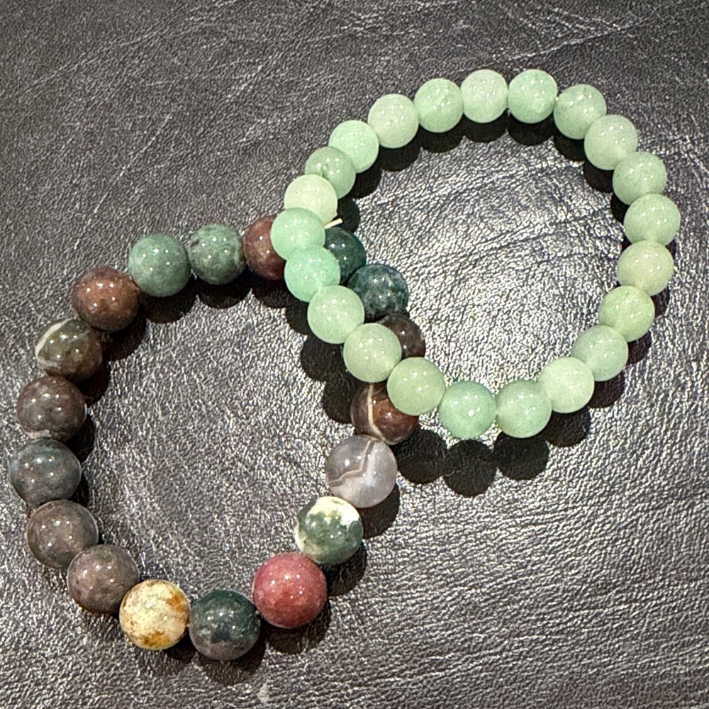 Elegant Green and Multicolor Beaded Bracelets
